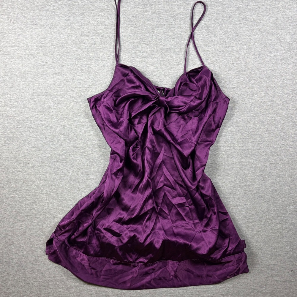 Victoria's Secret Silk Slip Dress Womens Large Purple Plum Lingerie Y2K